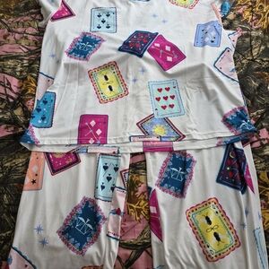 Women's Playing Card Print Pajama Set